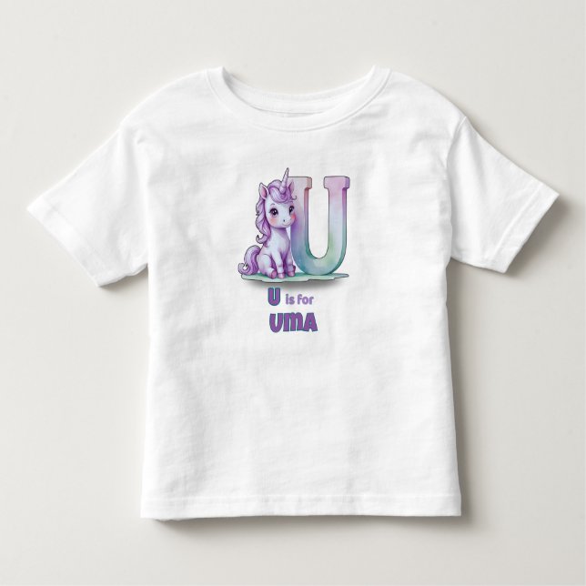 Camiseta Infantil U is for Unicorn – Personalized Toddler T-shirt (Frente)