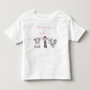 Camiseta Infantil Um Animal Selvagem, Safari Preto, Rosa, Aniversár