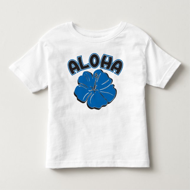 Camiseta Infantil Um azul grande ALOHA a você (Frente)
