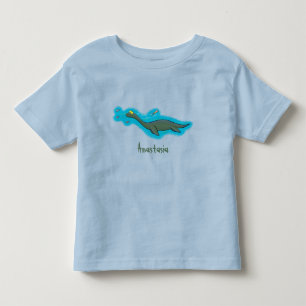 Camiseta Infantil Um belo e feliz cartoon de monstro do mar, plesios