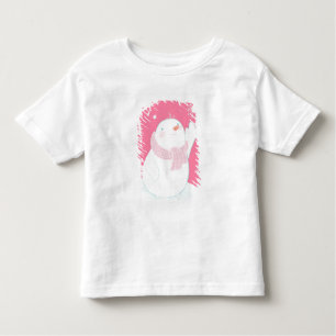 Camiseta Infantil Um boneco de neve que alcança para um floco de