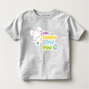 CAMISETA INFANTIL UM BUNNY GOSTA DE VOCÊ COM OVOS MAIS LENTOS