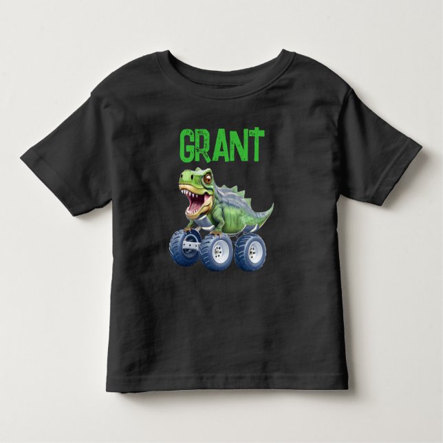 Camiseta Infantil Um caminhão monstro do Dinossauro fofo personaliza (Frente)