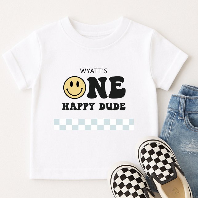 Camiseta Infantil Um Cara Feliz Sorria O Primeiro Aniversário (Criador carregado)