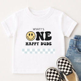 Camiseta Infantil Um Cara Feliz Sorriso Rosto Primeiro Aniversário
