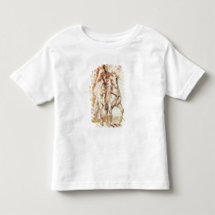 Camiseta Infantil Um cavaleiro montado na armadura (caneta e tinta