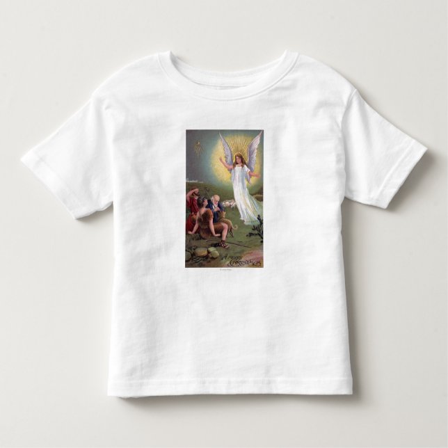 Camiseta Infantil Um ChristmasAngel alegre antes dos pastores (Frente)