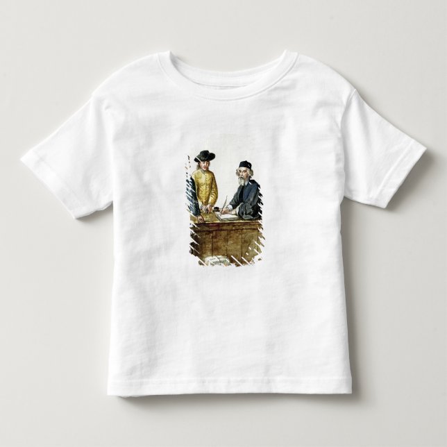 Camiseta Infantil Um comerciante judaico com dois clientes (Frente)