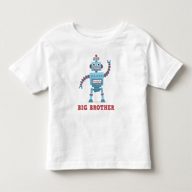 Camiseta Infantil Um desenho animado de robô bonito e irmão mais vel (Frente)