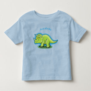 Camiseta Infantil Um desenho animado de triceratops dinossauros, ver