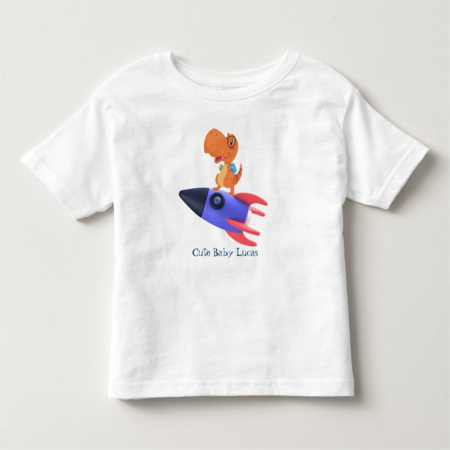 Camiseta Infantil Um foguete de dinossauro engraçado de volta 2 Fest (Frente)