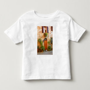 Camiseta Infantil Um gato procura entrada para casa em Pienza, Itáli
