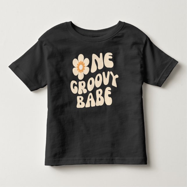 Camiseta Infantil Um Groovy Babe Retro Daisy 70 Birthday Girl Baby (Frente)