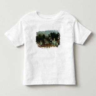 Camiseta Infantil Um grupo da família em um terraço em um jardim,