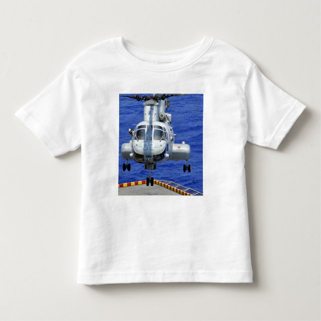 Camiseta Infantil Um helicóptero CH-46E Sea Knight (Frente)