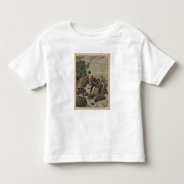 Camiseta Infantil Um homem no barril atravessando as cataratas de Ni (Frente)