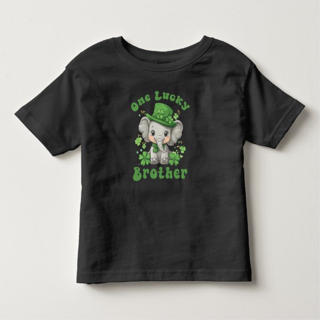 Camiseta Infantil Um Irmão Sortudo, Elefante Fofo St.Patrick (Frente)