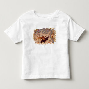 Camiseta Infantil Um leão que ataca e que mata uma Bull