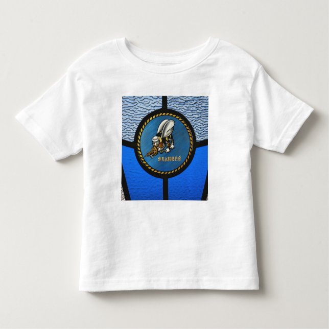 Camiseta Infantil Um logotipo do solteiro Seabee (Frente)