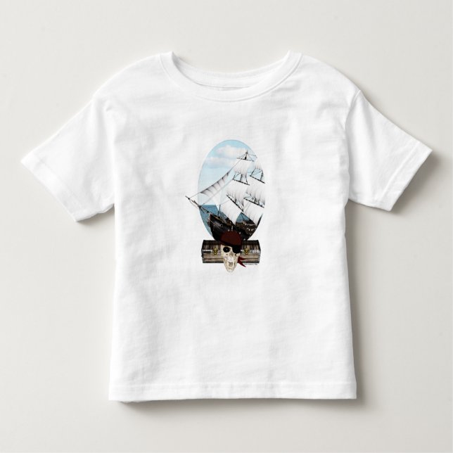 Camiseta Infantil Um navio pirata (Frente)