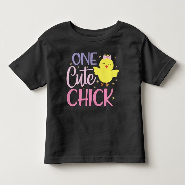 Camiseta Infantil Um Pintinho bonito, divertido Amarelo preto (Frente)