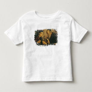 Camiseta Infantil Um rabino que amarra os Phylacteries ao braço de
