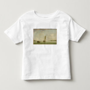 Camiseta Infantil Um Smack sob a vela em uma brisa clara em um rio,