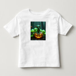 Camiseta Infantil Uma abóbora verde e alienígena de halloween