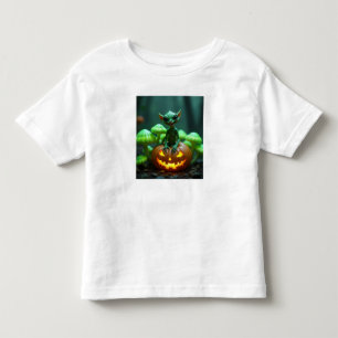Camiseta Infantil Uma abóbora verde e alienígena de halloween