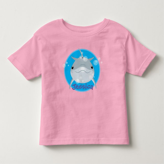 Camiseta Infantil Uma bela ilustração do desenho animado de golfinho (Frente)