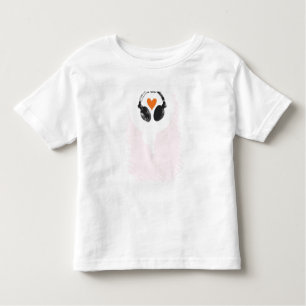 Camiseta Infantil Uma bolha do pensamento com um coração e os fones