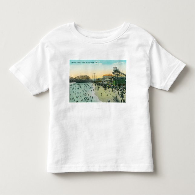 Camiseta Infantil Uma cena de banho típica na praia (Frente)