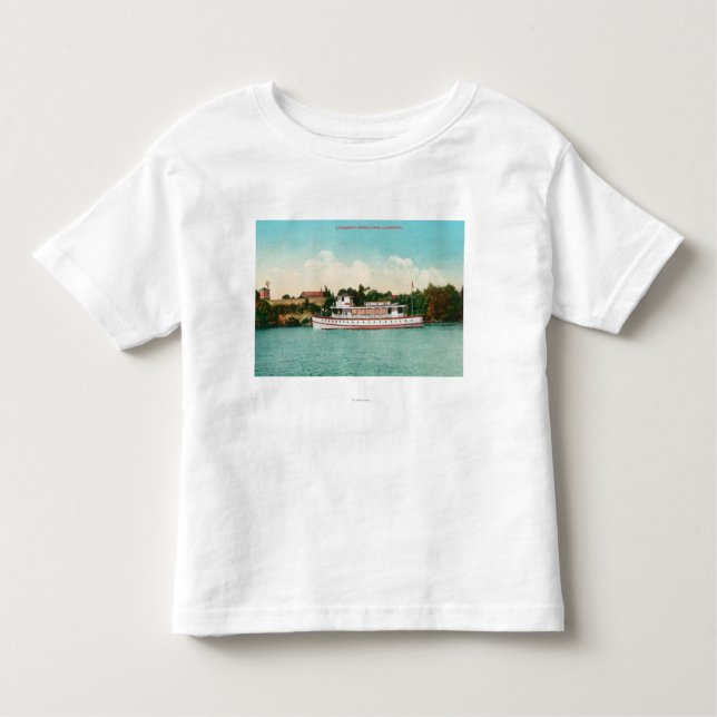 Camiseta Infantil Uma cena do Rio Sacramento com um Riverboat (Frente)