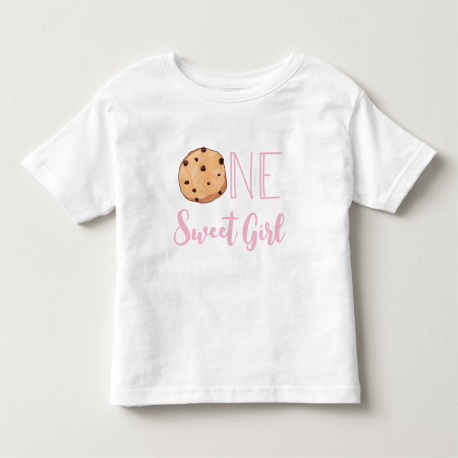 Camiseta Infantil Uma Doce Menina Bolo de Aniversário de Biscoito Ro (Frente)