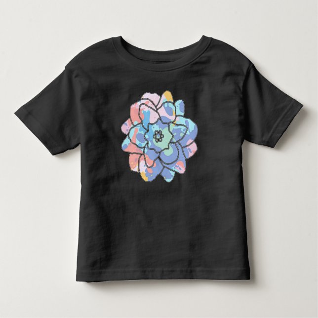 Camiseta Infantil Uma flor feita de manchas de tinta (Frente)