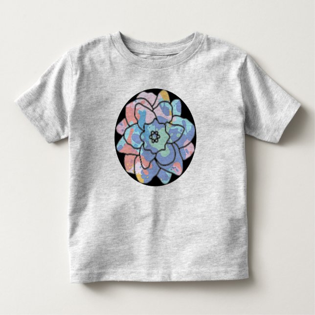 Camiseta Infantil Uma flor feita de manchas de tinta (Frente)