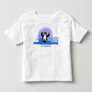 Camiseta Infantil Uma ilustração de desenho animado de pinguins de s