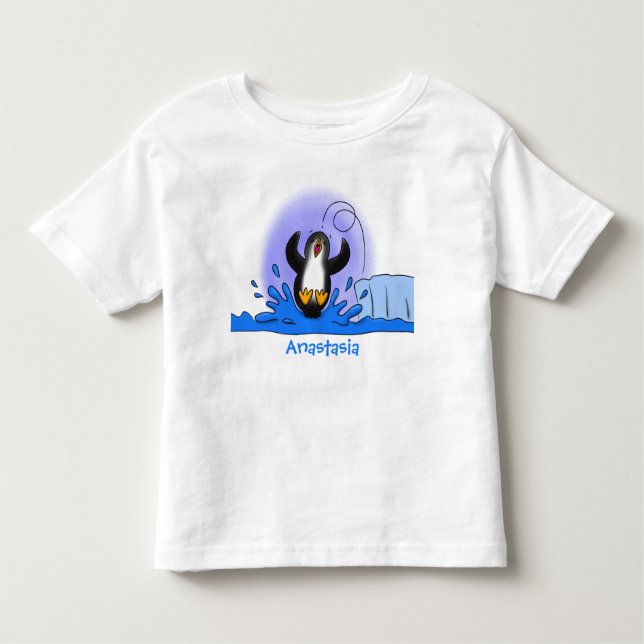 Camiseta Infantil Uma ilustração de desenho animado de pinguins de s (Frente)