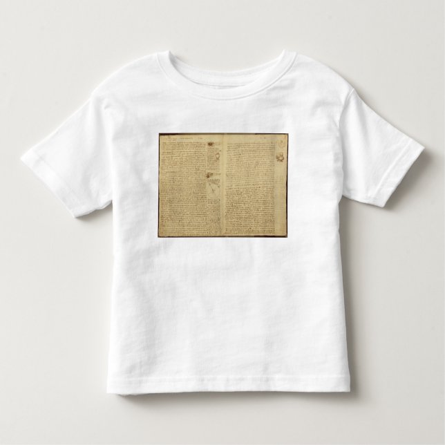 Camiseta Infantil Uma página do códice Leicester, 1508-12 (Frente)