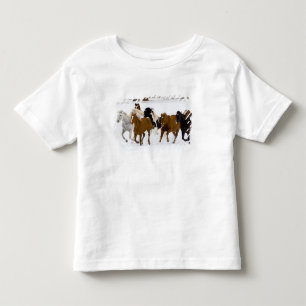 Camiseta Infantil Uma paisagem de inverno de cavalos correndo