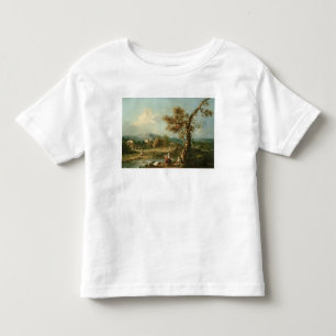 Camiseta Infantil Uma paisagem do rio de Italianate com viajantes