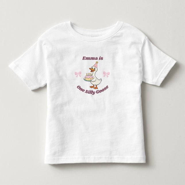 Camiseta Infantil Uma Silly Goose Aniversariante de 1 Ano Festa de A (Frente)