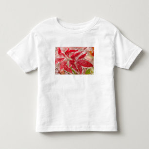 Camiseta Infantil Uma tempestade de gelo de inverno cobrindo as folh