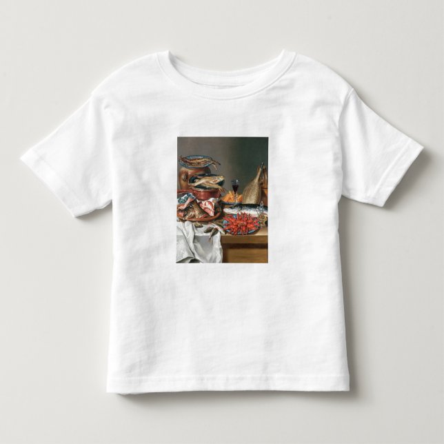 Camiseta Infantil Uma vida imóvel das lagostas de um peixe, da truta (Frente)