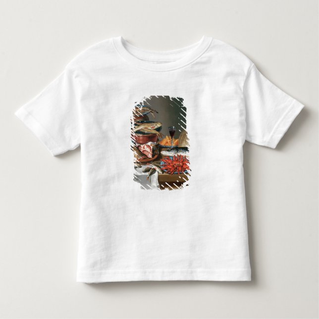 Camiseta Infantil Uma vida imóvel das lagostas de um peixe, da truta (Frente)