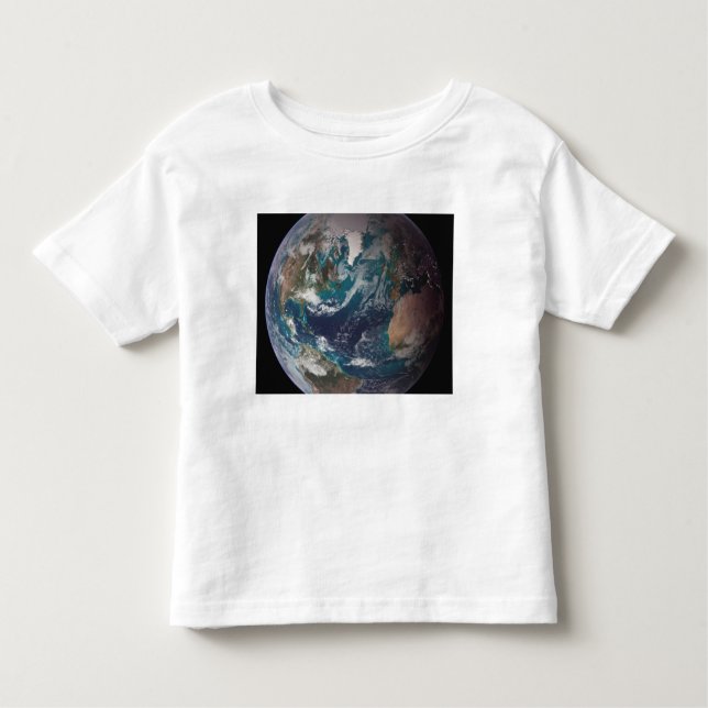 Camiseta Infantil Uma visão de cheio da Terra mostrando dados globai (Frente)