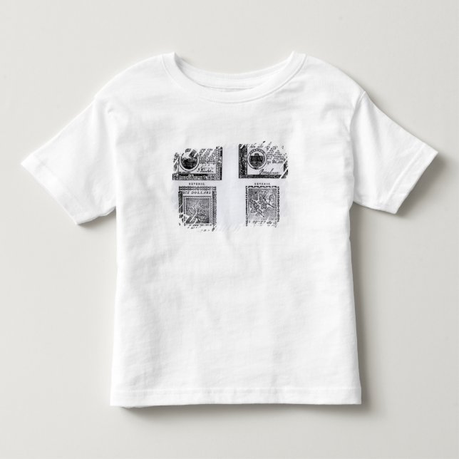 Camiseta Infantil Umas seis notas de dólar colonial (Frente)
