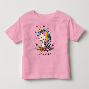Camiseta Infantil Unicorn Cute Whimsical Girly Personalised Name