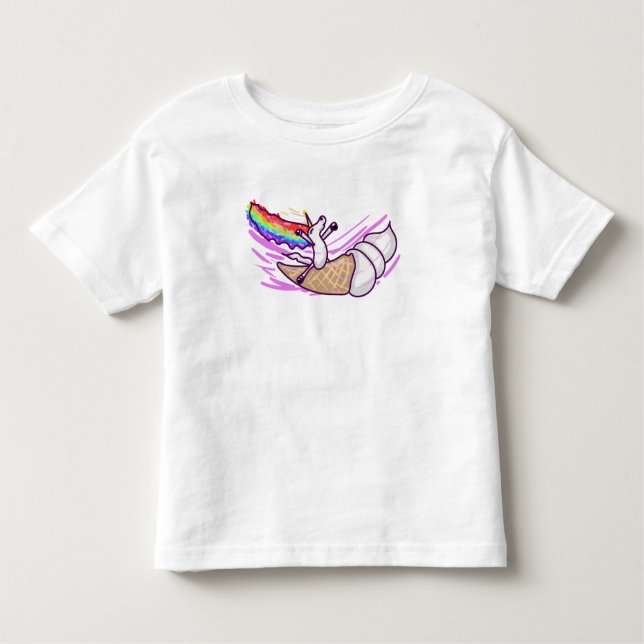 Camiseta Infantil Unicorn Rainbow Riding Ice Cream Cone (Frente)