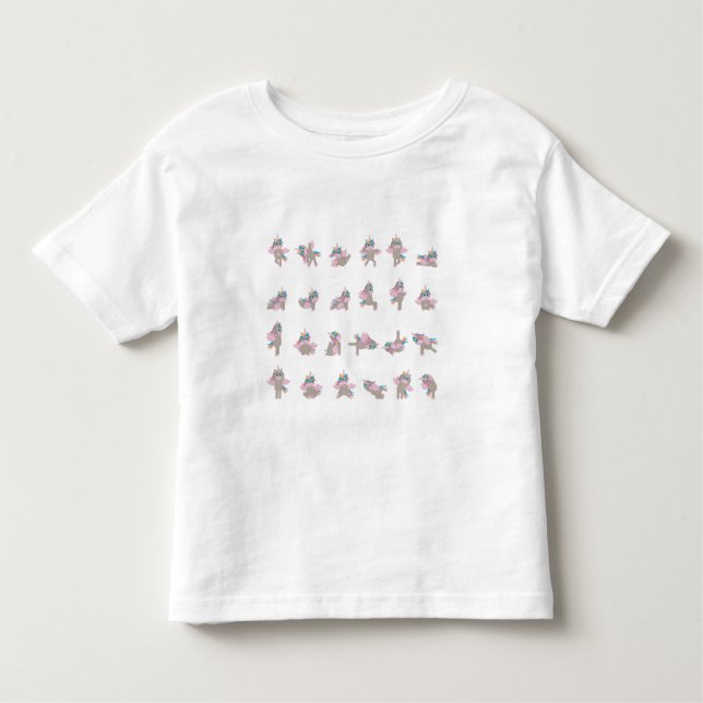 Camiseta Infantil Unicorn Yoga Poses Pattern Design (Frente)